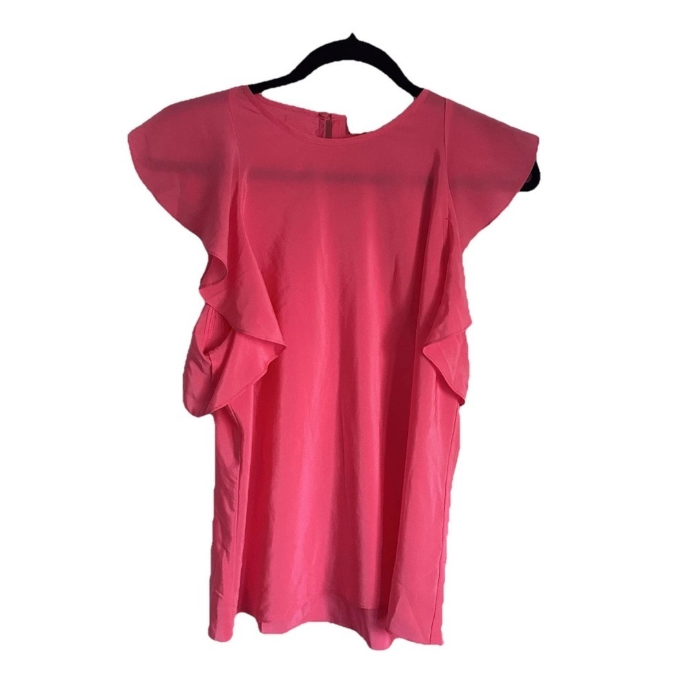 Amanda Uprichard Womens Medium 100% Silk Top Ruffle Barbiecore Coquette Feminine